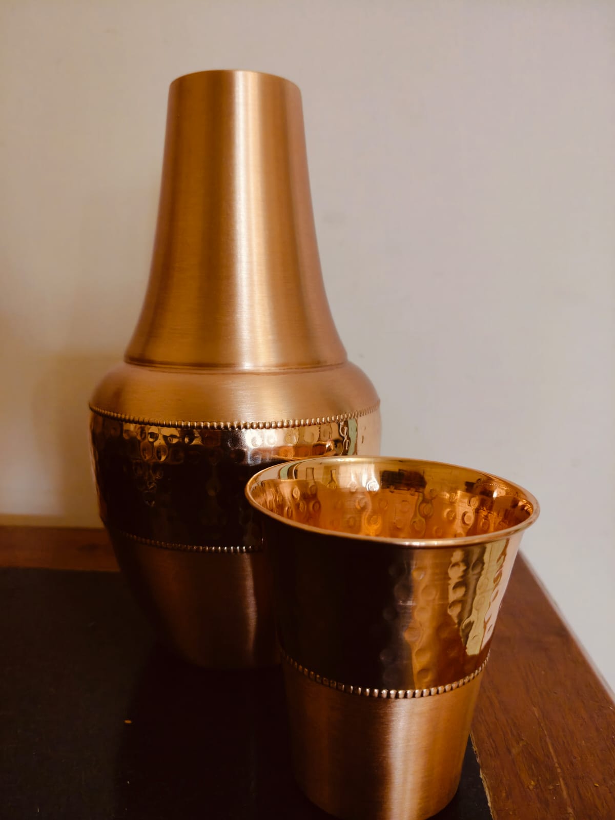 Bedside Bottle - Copper Bedside bottle with glass