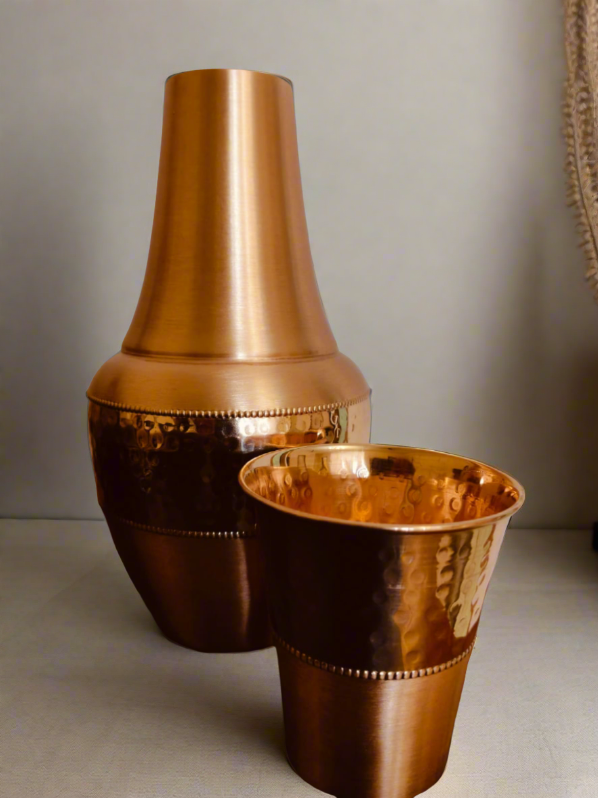 Bedside Bottle - Copper Bedside bottle with glass