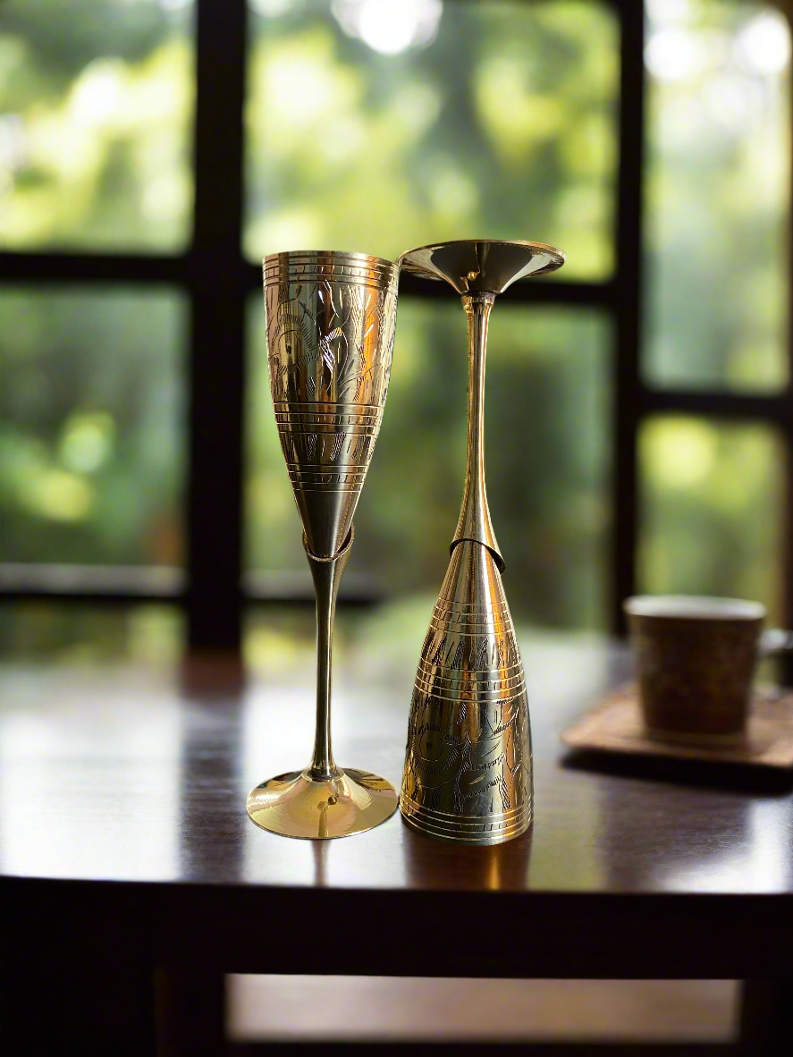 Exquisite Brass Champagne Glass | Handcrafted Elegance for Celebrations | Wine Glass