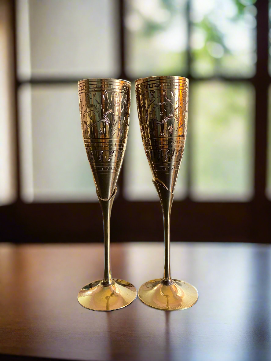 Exquisite Brass Champagne Glass | Handcrafted Elegance for Celebrations | Wine Glass