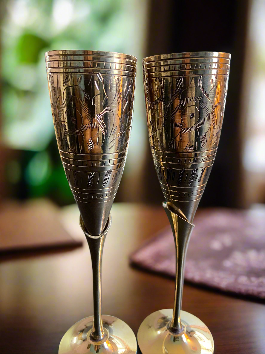 Exquisite Brass Champagne Glass | Handcrafted Elegance for Celebrations | Wine Glass
