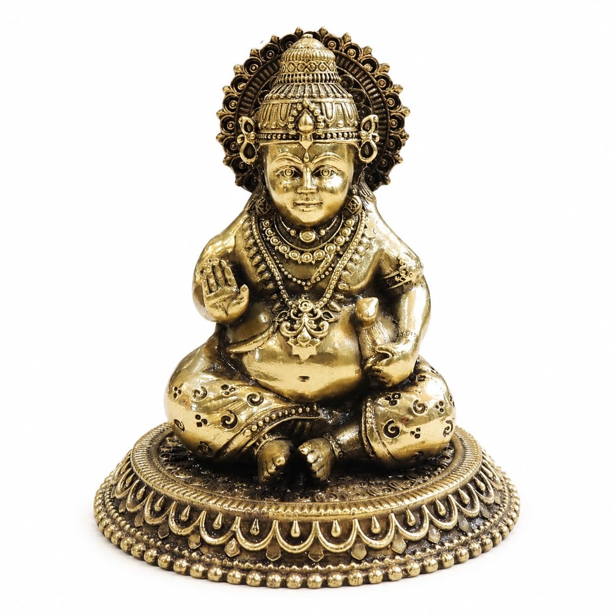 Little Divinity Pure Brass Kuber Ji Statue 4.1 Inches | Lord Kubera Idol for Home Temple, Pooja & Vastu | Hindu God Wealth Murti for Diwali, Housewarming, Office & Shop Decor