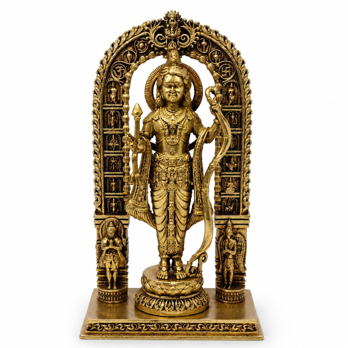 Ram Lalla Brass Idol for Pooja, Home Temple Decor, Ayodhya Style Ram Murti, Brass God Statue for Home Gifting, 14.5 cm, 340 g
