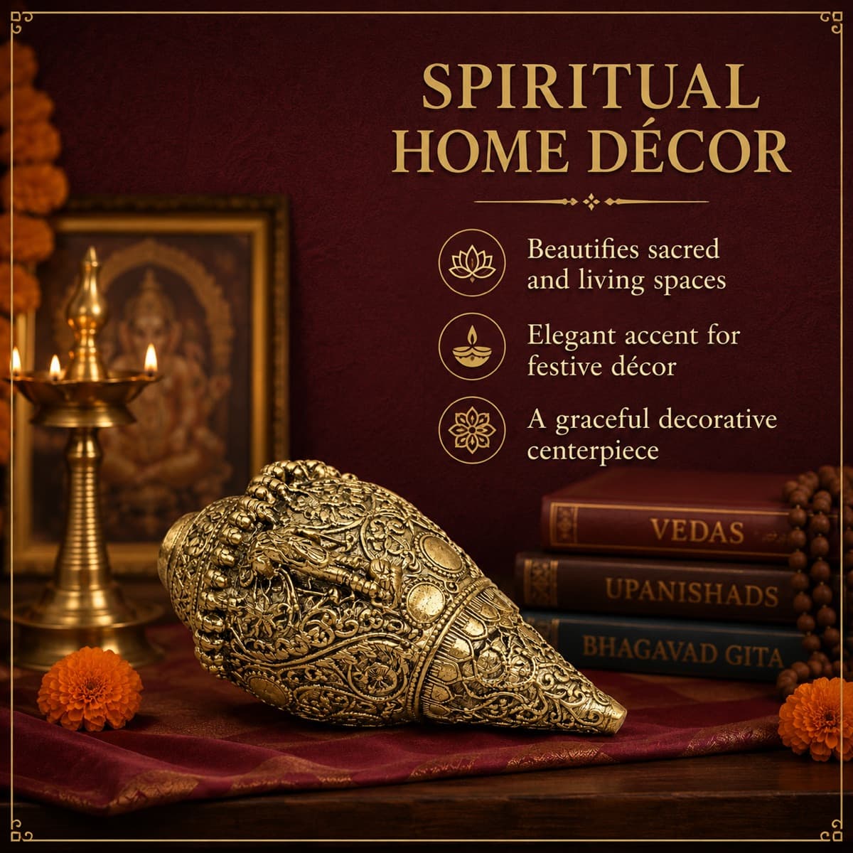 Brass Shankh Pooja Decor — Detail view