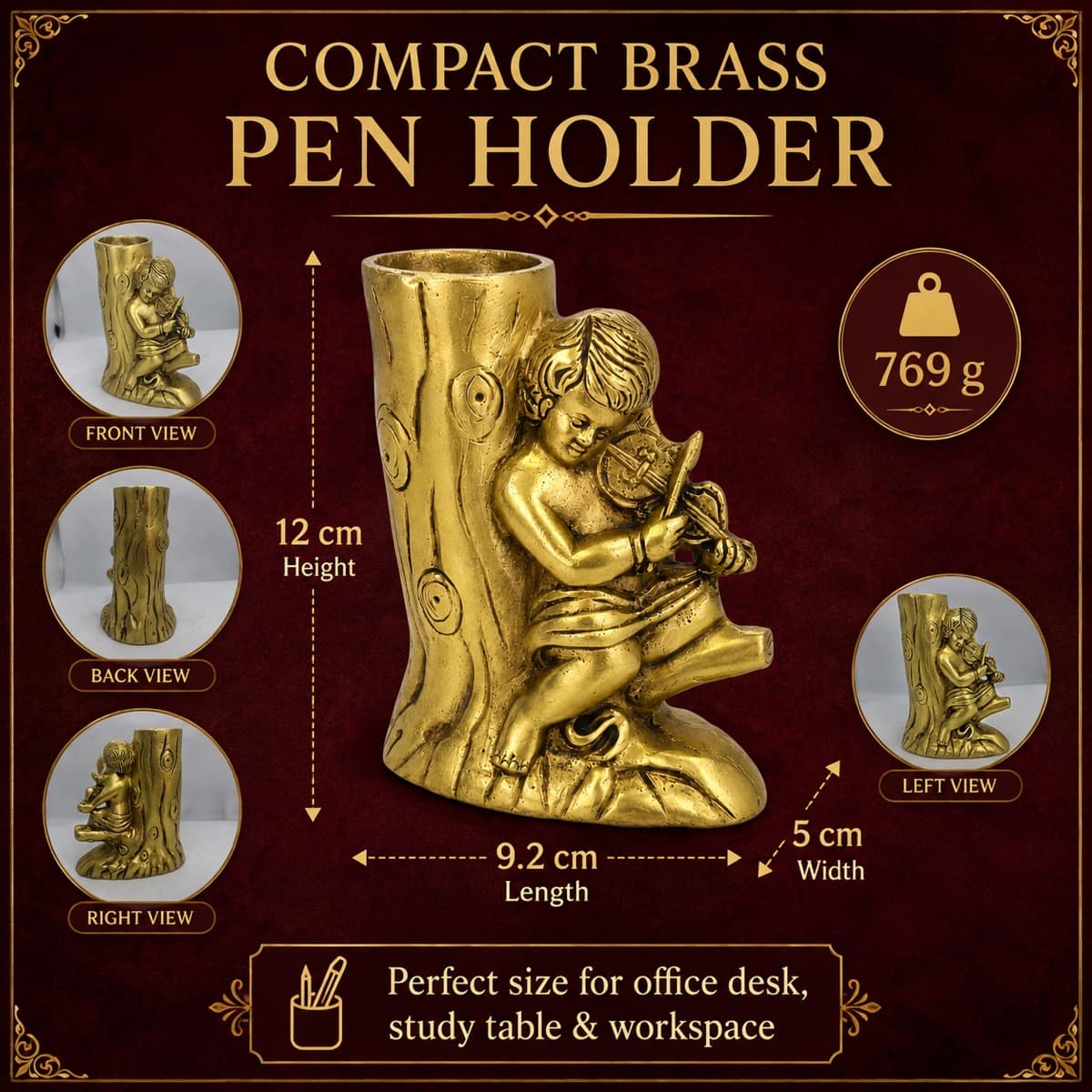 Brass Pen Stand Decor — Detail view