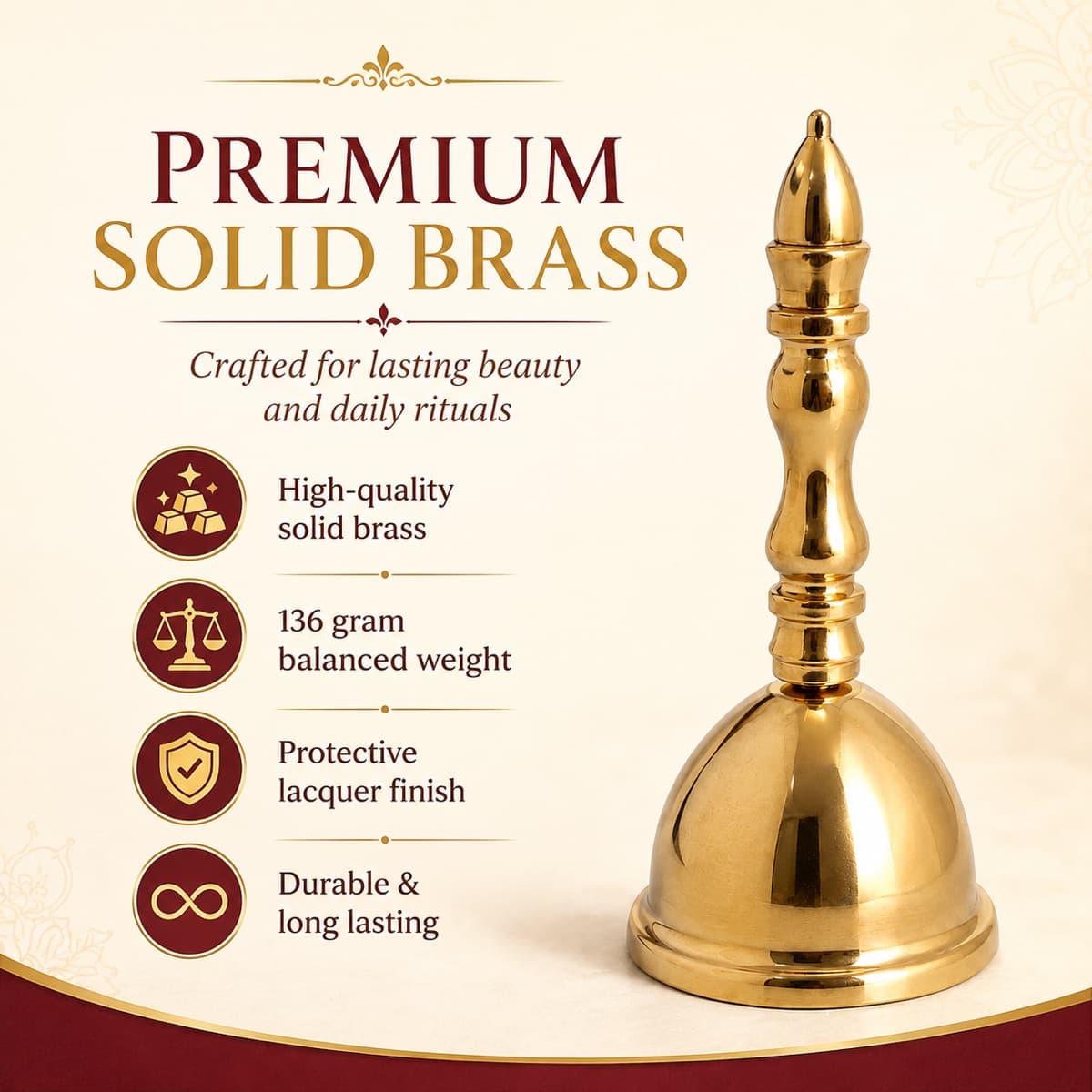 Brass Bell Pooja Decor — Detail view