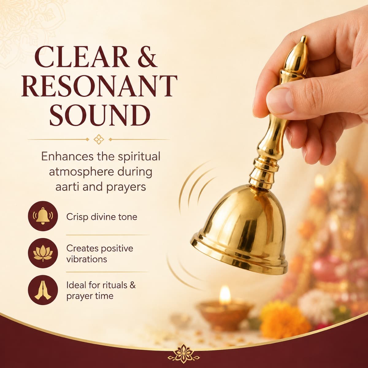 Brass Bell Pooja Decor — Lifestyle view