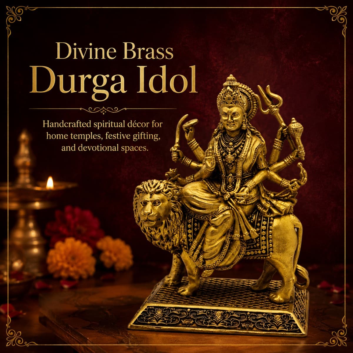 Brass Mandir Decor Accent — Lifestyle view