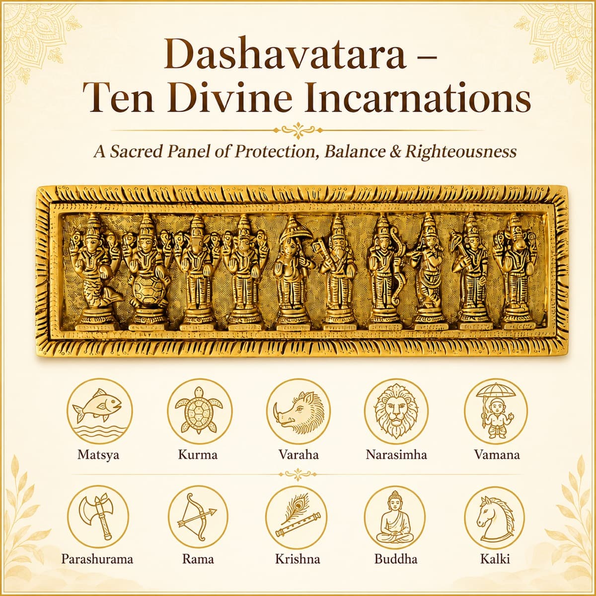 Brass Dashavatar Wall Hanging — Lifestyle view