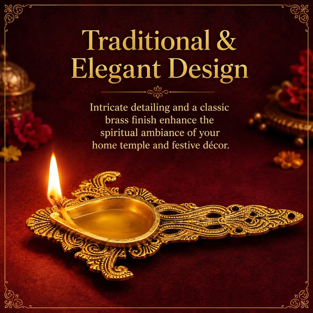 Brass Diya Pooja Set — Detail view