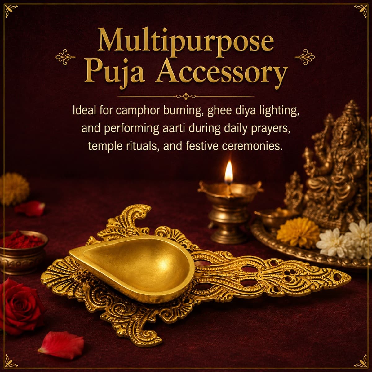 Brass Diya Pooja Set — Lifestyle view
