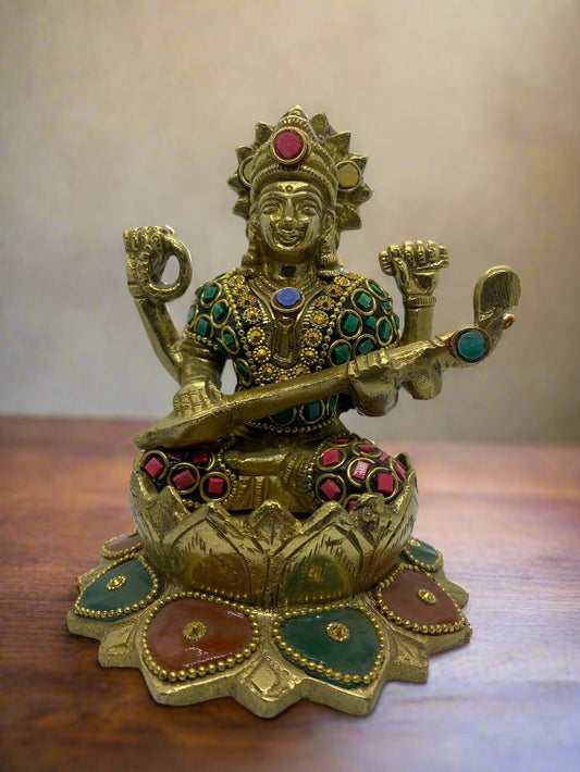 Brass Saraswati Idol – Symbol of Knowledge and Wisdom