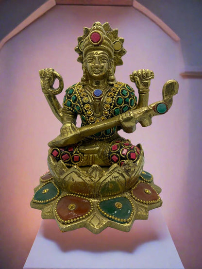 Brass Saraswati Idol – Symbol of Knowledge and Wisdom