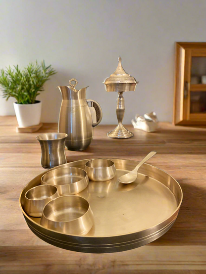 Phool dinner set - brass dinner set