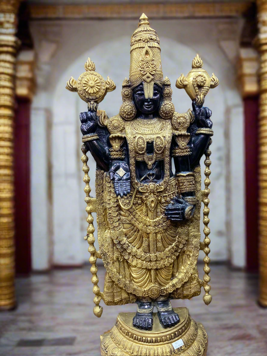 Exquisite Brass Vishnu Idol | Antique Black Finish