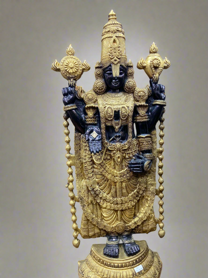 Exquisite Brass Vishnu Idol | Antique Black Finish