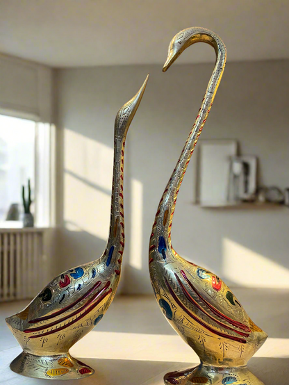 Brass Crane Figurines