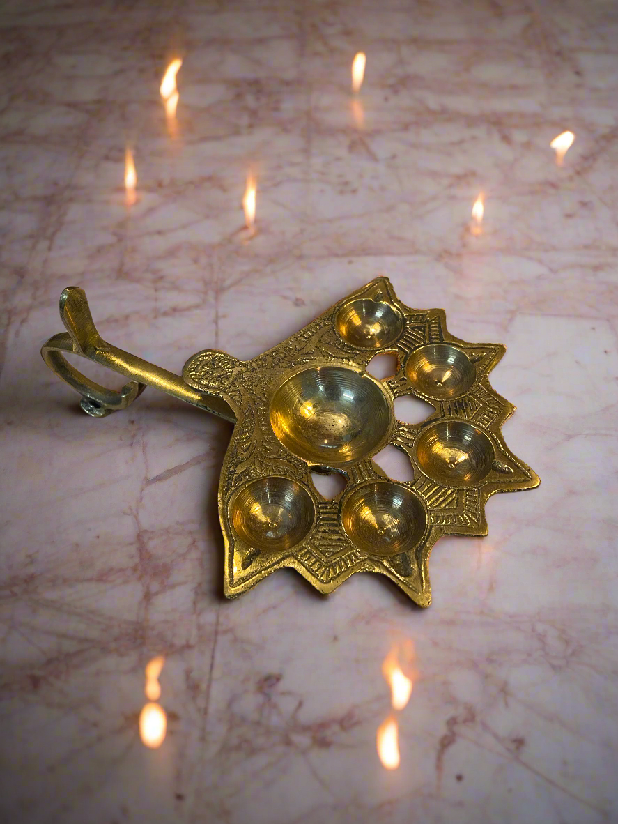 Traditional Brass Panchmukhi Diya