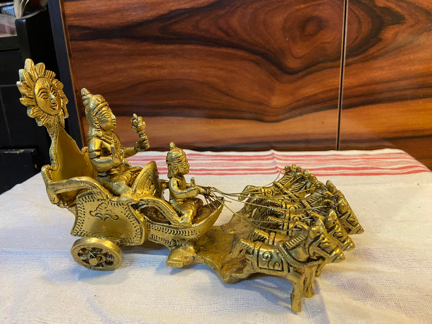 Brass Surya Dev Chariot Sculpture | Sun God on His Divine Chariot