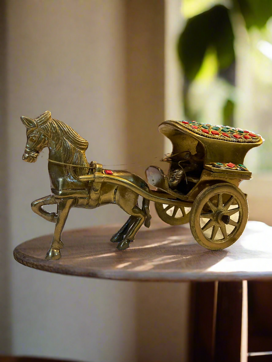 Horse-Drawn Chariot with Stone Work | Handcrafted Indian Decor