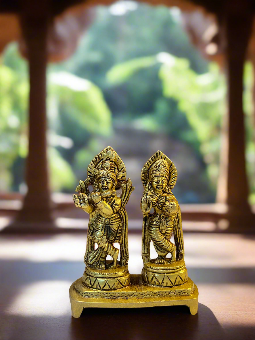 Brass Radha Krishna Statue Set | Symbol of Divine Love"