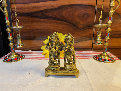 Brass Radha Krishna Statue Set | Symbol of Divine Love"