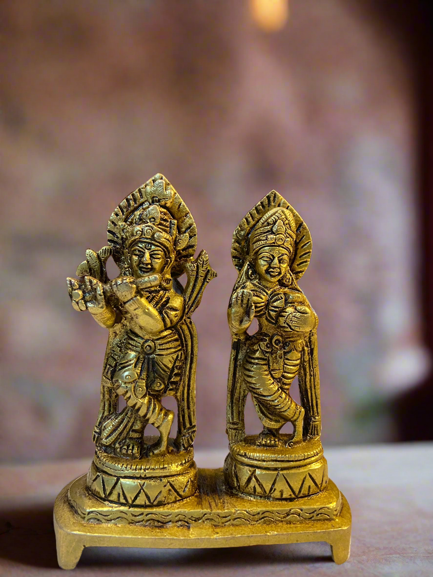 Brass Radha Krishna Statue Set | Symbol of Divine Love"