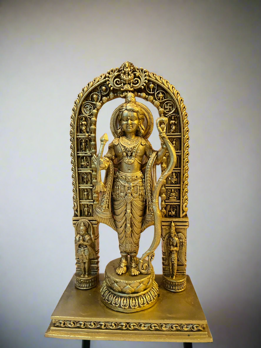 Handcrafted Brass Shri Ram Figure with Arch | Traditional Indian Craftsmanship