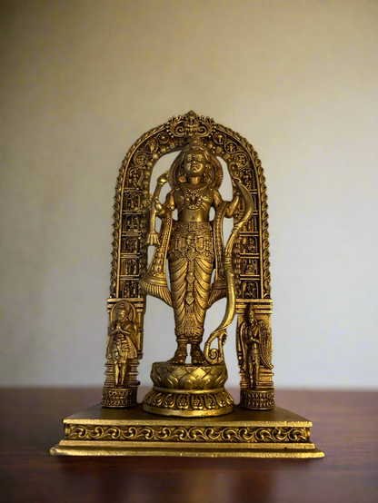 Handcrafted Brass Shri Ram Figure with Arch | Traditional Indian Craftsmanship