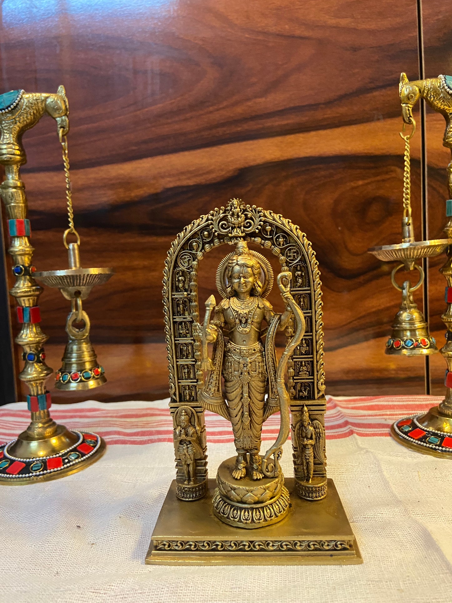 Handcrafted Brass Shri Ram Figure with Arch | Traditional Indian Craftsmanship