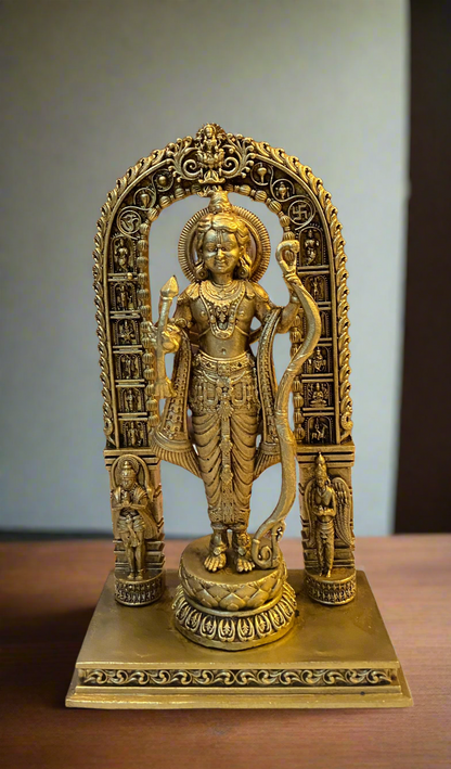 Handcrafted Brass Shri Ram Figure with Arch | Traditional Indian Craftsmanship