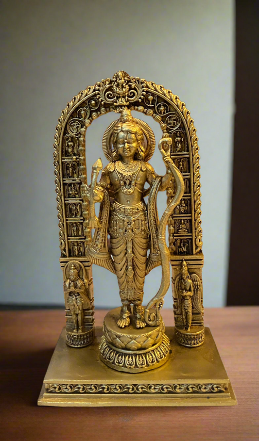 Handcrafted Brass Shri Ram Figure with Arch | Traditional Indian Craftsmanship