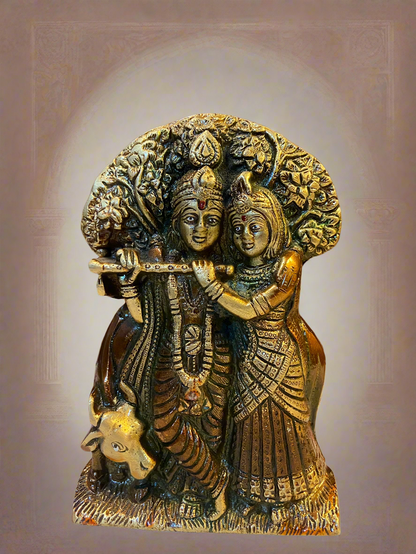 Handcrafted Brass Radha Krishna Statue | Divine Love and Harmony Decor