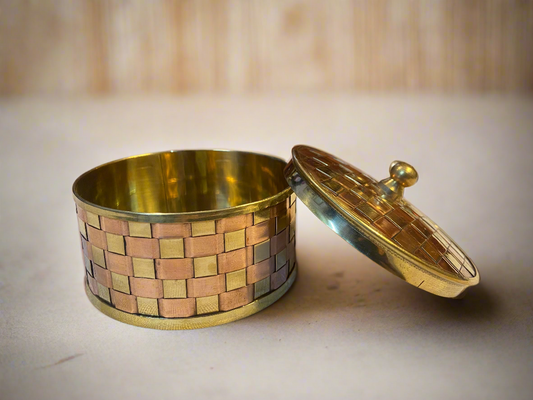 Elegant Woven Brass and Copper Box | Jewelry and Trinket Storage