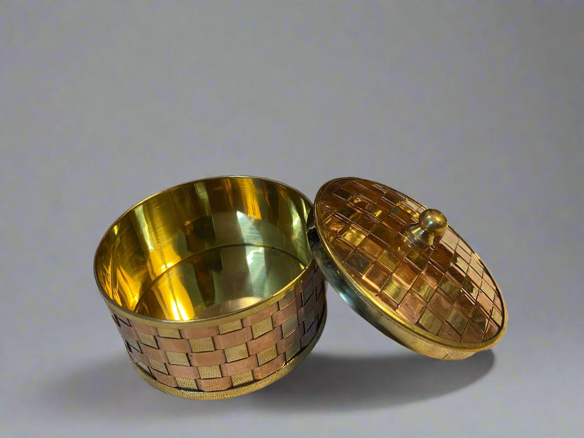 Elegant Woven Brass and Copper Box | Jewelry and Trinket Storage