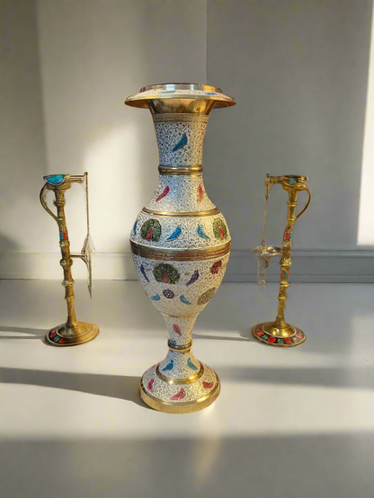 Handcrafted Enamel Painted Brass Vase | Luxury Home Decor Accent