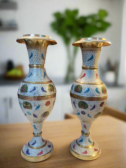 Handcrafted Enamel Painted Brass Vase | Luxury Home Decor Accent