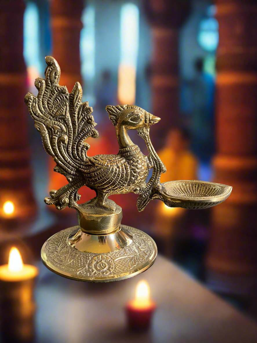 Traditional Brass Peacock Diya