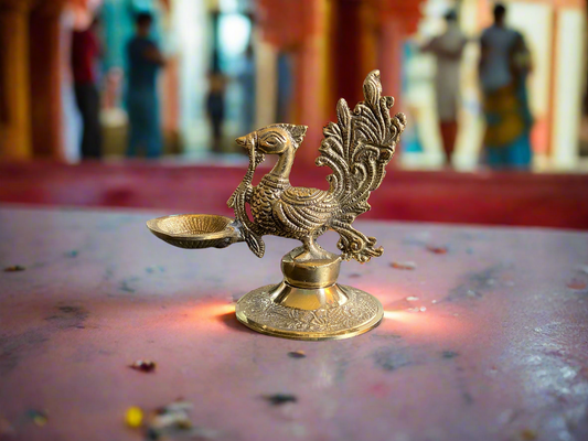 Traditional Brass Peacock Diya