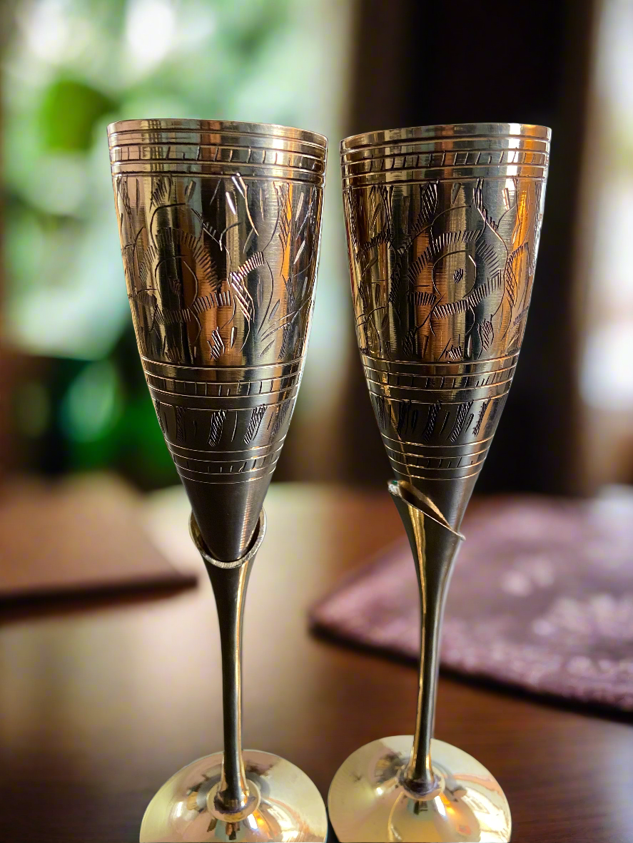 Exquisite Brass Champagne Glass | Handcrafted Elegance for Celebrations | Wine Glass