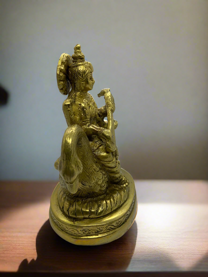 Saraswati Brass Idol on Swan