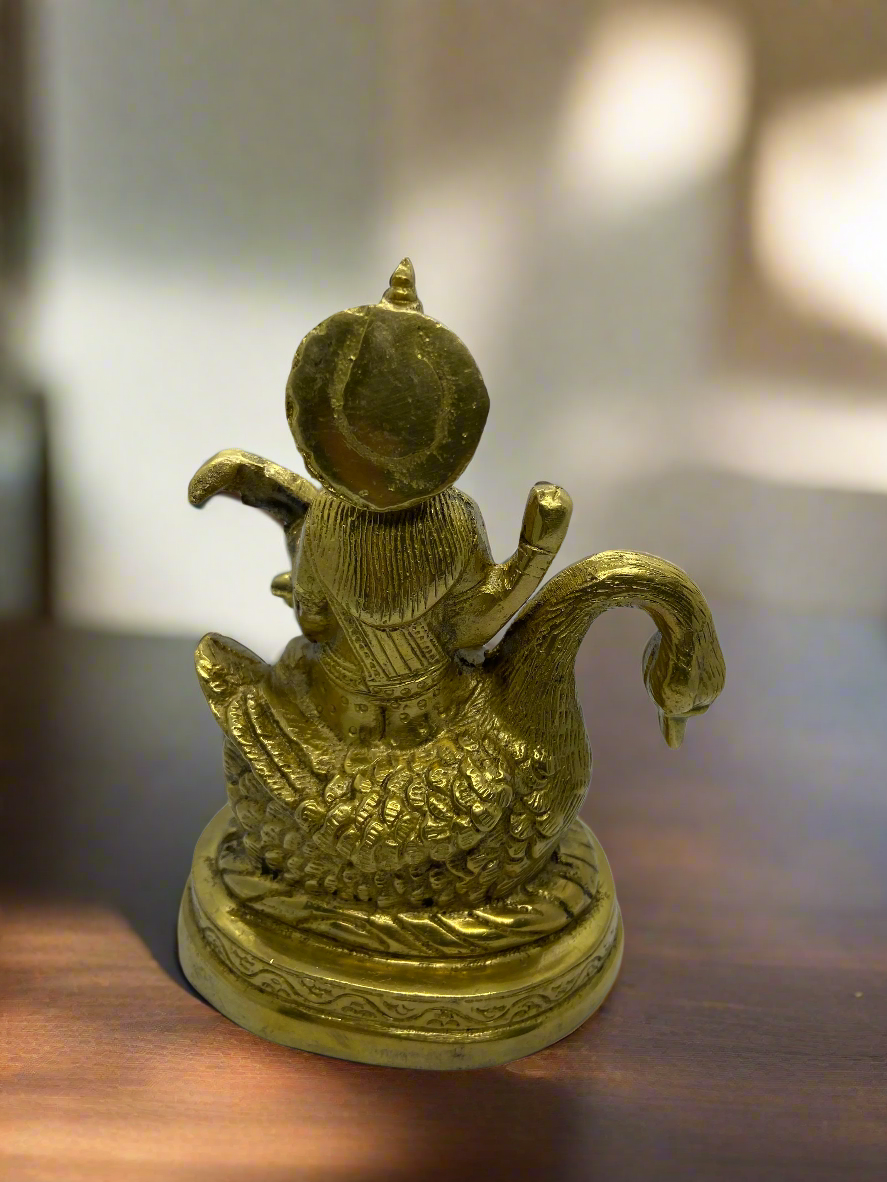 Saraswati Brass Idol on Swan