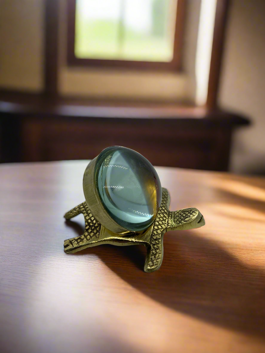 Golden Turtle Yantra with Crystal Dome