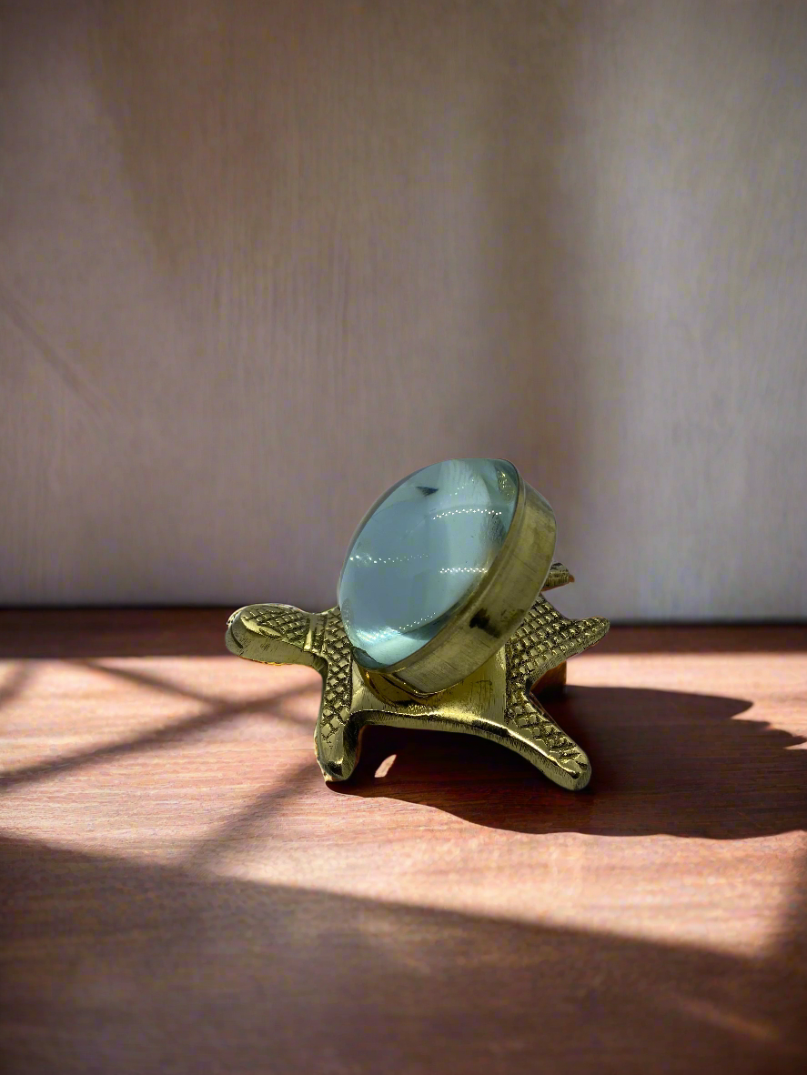 Golden Turtle Yantra with Crystal Dome