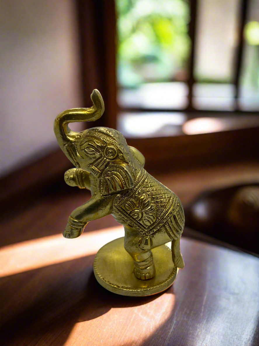 Intricately Designed Brass Elephant Figurines